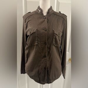 a. Bridge Korea Women’s Military Green Button down Shirt Size M